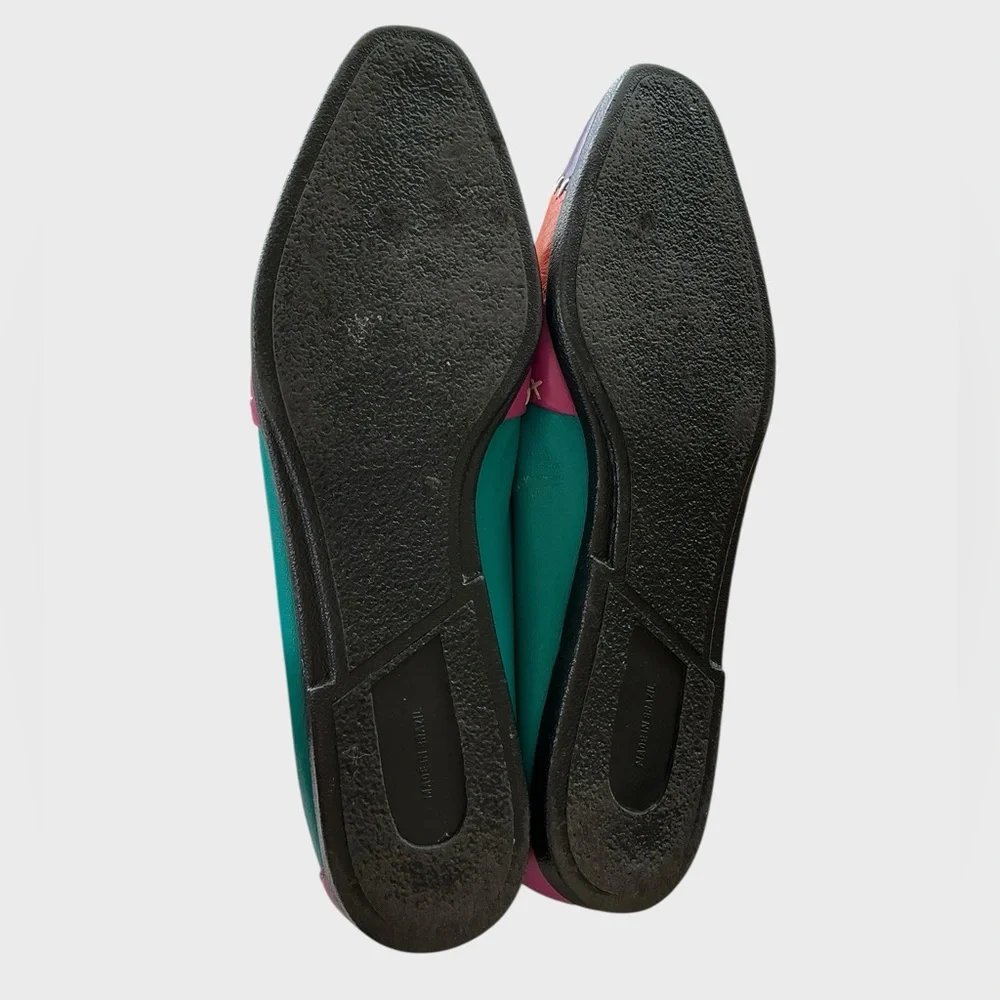 Vintage 90s Colorblock Leather Loafers Size 7.5 Bold Retro Statement